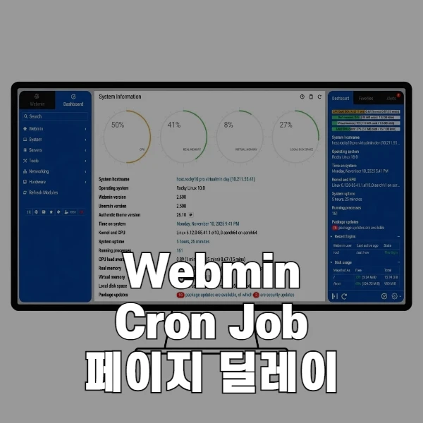 Webmin Scheduled Cron Jobs 메뉴 20초 로딩 지연 해결 방법