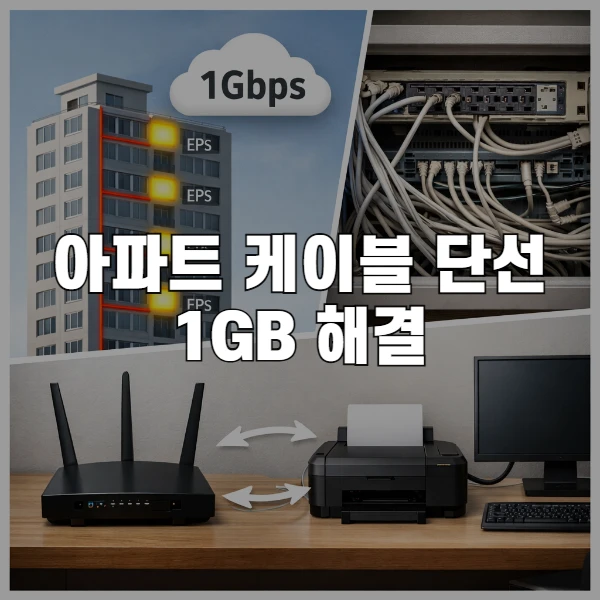 아파트 기가 인터넷 업그레이드 성공기와 단선 해결, 프린터 네트워크까지 정리